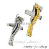 IPG Gold Color Two Tone Zircon Stainless Steel Jesus Cross thumbnail-2