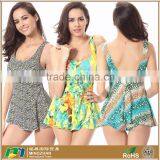 Fashion Foral Printed Slimming One Piece Swimsuit Backless Womens Swimwear
