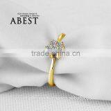 Cluster Solitaire Ring 10K Yellow Gold Micro Pave Engagement Wedding Ring Lady's Fashion Jewelry Ring thumbnail-5