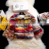 Winter Mixed Color Fox Fur Jacket for Fashion Ladies