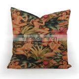 "Modern Lady" Style Printed Weave Pillow Cover For Cafe/Bar Decorative thumbnail-5