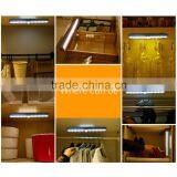 Stick-on Anywhere Portable 10-LED Wireless Motion Sensing Closet Cabinet LED Night Light / Stairs Light / Step Light Bar With Ma