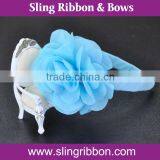 Ribbon Headband With Organza Flower thumbnail-1