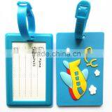 Custom Promotional Gifts Cute Airplane Shaped Soft Pvc Luggage Tag