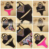 BSC008 Hot sexy women triangle fission printing swimwear bikini 2016