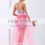 Heavy Handmade Off Shoulder Detachable Deep V-neck Beaded Real Short Front Long Train Prom Dresses thumbnail-4