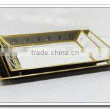 @~@ Silver Bronze Black Dish, Home Party Wedding Office Accessory, Bridesmaid Gift, Gold Brass and Glass Jewelry Display Tray thumbnail-5