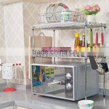 Factory Portable Metal Microwave Shelf Stand Rack Folding Corner Kitchen Shelf thumbnail-1
