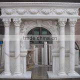 Italian Yellow Marble Fireplace With Floral Design thumbnail-4