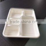 Sugarcane Bagasse 5-compartment Food Container With PET Lids thumbnail-1