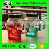 Skull shape glass mason jar with handle