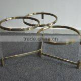 Cantilever Design Home Furniture Metal Round Glass Coffee Table With Iron Frames thumbnail-3