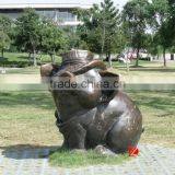 Funny Bronze Lying Small Pig Sculpture for Park Decor thumbnail-3