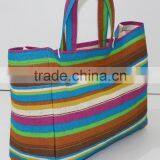 Multi Color Stripe Print Tote Bag - 340 Gsm Laminated Jute - 14 x 15 Weave High Quality Jute Fabric thumbnail-6