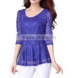 OEM ODM Factory Direct Manufacture High Fashion Elegant Long Sleeves Round Neck Women Net Tops thumbnail-2