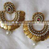 RAM LEELA Dangler Gold Tone Dangler COIN TEMPLE EARRINGS thumbnail-1