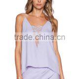 Deep V-neck Purple Top Wholesale Women Crop Top Sweat Suit thumbnail-1