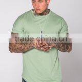 New Style 100% Cotton Oversized Cut and Low Sharp T Shirt Fashion Streetwear Black Plain Mens Longline T Shirt thumbnail-5