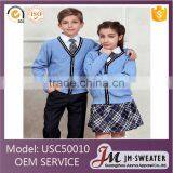 High Quality Sky Blue Customize Cardigan Beautiful School Uniform