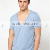 Clothing Manufacturers Custom Mens Deep v Neck T-shirt thumbnail-1