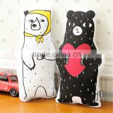 S64856A Stuffed Plush Toys Cotton 3D White And Black Bear Animals Decorative Cushion