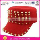 Fashion Decorate Red Rivet Custom Flat Top Hat thumbnail-1