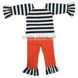 Girls Ruffle Stripe Outfits Polka Dot Set Halloween Fall Boutique Clothes thumbnail-1