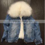 Myfur Fashion Ladies Jeans Parka With Real Raccoon Fur Collar Detachable Fur Lining thumbnail-1