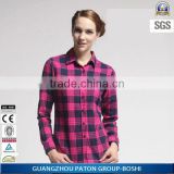 OEM Women Fashion Plaid Fannel Casual Shirt Factory Price