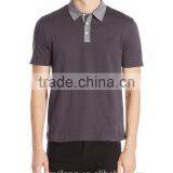 Original PIMA Cotton Chambray Woven Collar and Placket Polo Shirts for Men thumbnail-1