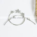 Wholesale Zinc Based Alloy Circle Ring Silver Tone Pentagram Star Wedding Hairpins thumbnail-2