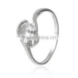 925 Sterling Silver + Clear Rhinestone Rings Finger Ring Findings Silver Cabochon Ring Setting thumbnail-1