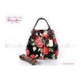 Custom Vintage Canvas Small Shoulder Floral Print Handbags in Black thumbnail-1