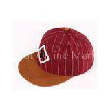 Youth Red Strip Fabric Snapback Baseball Caps Embroidered For Summer / Autumn