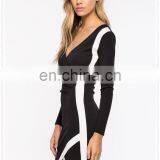 China Supplier Fashion Long Sleeves Women Sexy Black Bodycon Wrap Dress thumbnail-6