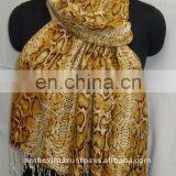 Silk Pashmina wool printed shawls with fringes