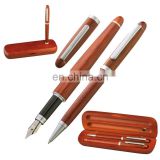 twin wooden fountain pen and ballpoint ball pen with wooden gift box RB17105-1