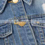 Fashion Women Long Hole Button Oversize Denim Jean Jacket thumbnail-6