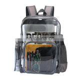 Heavy Duty Waterproof Clear PVC Backpack Transparent School Bag With Grey Trim thumbnail-2