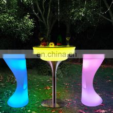Portable PE plastic furniture led bar tables and bar chairs
