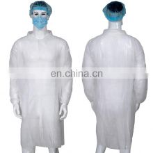Custom High Quality Breathable Nonwoven Medical Disposable PP SMS white Lab Coat Lab Gown Water Repellent