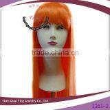 Cheap Orange Color Straight Synthetic Hair Party Wigs With Neat Bang thumbnail-1