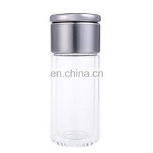 450ml Double Wall High Borosilicate Glass Tea Infuser Water Bottle With Stainless Steel Strainer