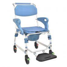 Hige-Quality Folding Aluminum Commode Chair Shower Wheelchair With 4-Inch Wheel for Disable Elder
