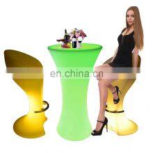 Bar Chair /16 Colors Led Plastic High Cocktail Table and Chair Waterproof Glow Light Bar Night Club Furniture thumbnail-1