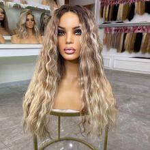 Ash Blonde Highlights Loose Deep Wave Virgin Roots 180% Ombre Human Hair Full Lace Wig for Women 13X6 HD Lace Frontal Wigs thumbnail-2
