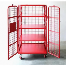 4 Sided Galvanized Storage Wire Mesh Roll Cage Trolley