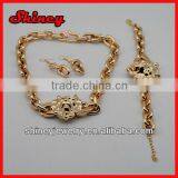 Gold Tone Lion Pendant Necklace Set, Inspired Lion Head Medallion Pendant Necklace Set, Lion Head Jewelry thumbnail-1