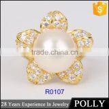 2015 Promotion Latest Fashion Flower Pearl Ring Designs for Women thumbnail-3
