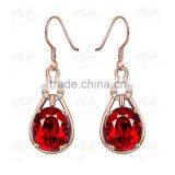 2015 fashiable new design big red rhinestone crystal earrings